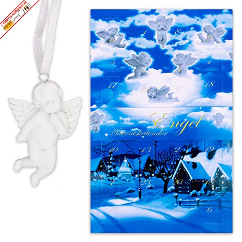 Himmlischer Adventskalender mit 24 Engelchen aus Polyresin zum Aufhängen inkl. Aufhängeset