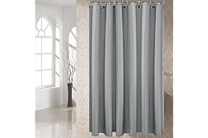 LOMUG Tekstylna zasłona prysznicowa, wodoszczelna, odporna na pleśń, nadaje się do prania, antybakteryjna, z 8 pierścieniami, 100 x 200 cm, szara