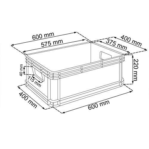 45 Liter Lagerkiste Euro Box Stapelbox Transportbox mit Deckel geschlossene Obstbox Gewerbekiste Lager - 2
