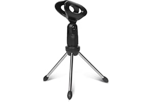 Depusheng Mini tapas de mesa portátiles, trípode para micrófono, aleación de zinc, soporte para micrófono, soporte para trípodes para micrófonos ajustables