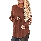 iHENGH Neujahrs Karnevalsaktion Damen Herbst Winter Bequem Lässig Mode Frauen Gestrickte Rundhalsausschnitt Lange Hülsen Hohle lose Pullover Pullover Jumper