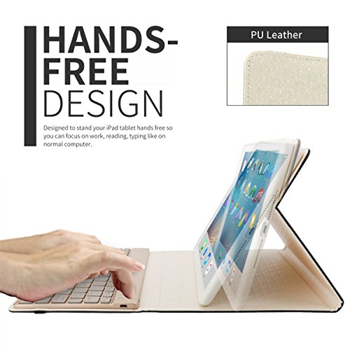 Boriyuan Ipad Pro 9.7 Bluetooth Tastatur Hülle Case Keyboard , PU Leder Tasche Smart Cover mit Tastatur (Deutsch Qwertz , aus Alu, abnehmbar ) für Ipad Pro 9,7 Zoll, unterstützten 7 farbige Hintergrundbeleuchtung /Standfunktion / Auto Wake up Sleep (Farbe: Schwarz) - 3