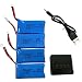 Produktbild Hometalks® Cheerson Cx-30w Wifi gesteuert RC Quadcopter Einbau-Ersatzteile 3,7V 700mAh Batterie (4er) und USB-Ladegerät (1pc)
