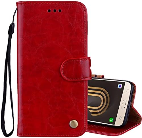 Mobile Phone Cases &amp; Covers, For Sumsung Galaxy J5 (2017)/J530 (EU Version) Business Style Oil Wax Texture Horizontal Flip Leather Case with Holder &amp; Card Slots &amp; Wallet (Color : Red)