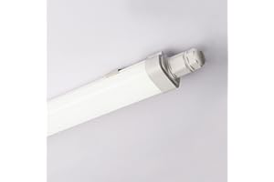 Sundertech LED Batten Light 4FT (Pack of 1) Waterproof Integrated Tube Light 30W 1.2m 3420lm IP65 6500K Cool White with Built-in Screw Fit Connector
