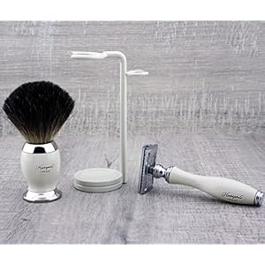 Haryali London Mens Shaving Kit with Double Edge Safety Razor, Black Badger Hair Brush and Stainless Steel Stand Perfect… - Image 4
