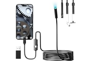 EBKCQ Endoskopkamera mit 6 LED Licht, USB-Inspektionskamera, Boreskop mit 5 Meter halbstarrem Kabel, 8.0MM Typ-C-Schlangenkamera, IP67 wasserdichte Endoskop-Kamera für OTG Android Geräten