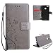 Produktbild Leathlux Für Huawei P9 Lite Hülle Grau , Vintage Blume Muster Premium PU Leder Schutzhülle Bookstyle Tasche Schale TPU Case mit Trageschlaufe Standfunktion für Huawei P9 Lite 5.2"