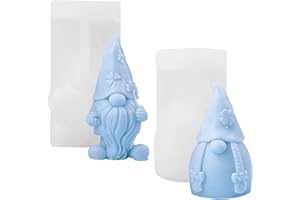 WOKICOR 2 Stück Silikonformen Gießformen Weihnachten Zwerg 3D Kerzenform Silikonform Silikon Kerzen Formen Gießen DIY Handgemachte Kerzen Candle Silikonformen Geschenke für Familie und Freunde