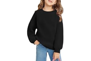 Haloumoning Girls Oversized Crewneck Sweatshirts Kids Fashion Fleece Drop Shoulder Pullover 5-14 Years