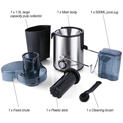 Easehold Elektrischer edelstahl Entsafter mit 400W – Intertek/GS geprüft Stainless Steel Juice Extractor Fruit Vegetable Juicer 2 Speed - 6