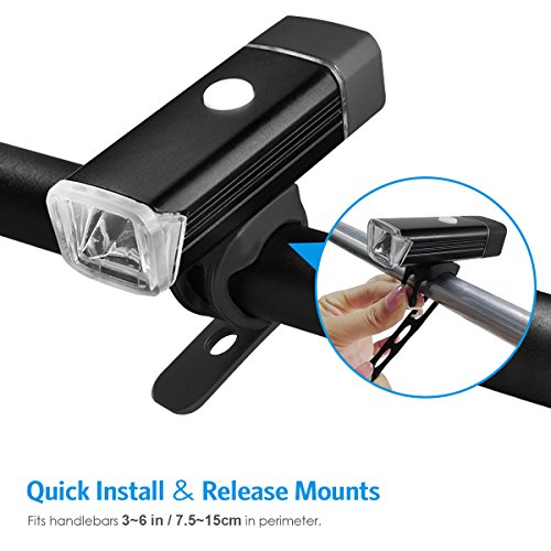 Amir LED Fahrradbeleuchtung, USB Fahrradlicht Sets, 5W LED 245 Lumen Aufladbare vorderes Licht-Scheinwerfer und 15 LED Heck Back Light, IPX-6 Wasserdicht Mit 4 Modi 6 Helligkeit für Berg-Radfahren, Camping und täglichen Gebrauch - 3