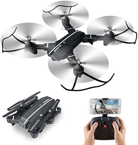 8807W Foldable Drone with Altitude Hold Headless Mode 6-Axis Gyro One Key Return Wifi FPV RC Quadcopter with Wide-angle 720p 2MP HD Camera - CreaTion