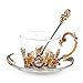 Produktbild Kristallglas Kaffeetasse Teller Anzug europäischen High-End-Geschenke Paar Tassen / Tassen kreative Löffel, Gold - eine einzelne Nicht-Geschenk-Box