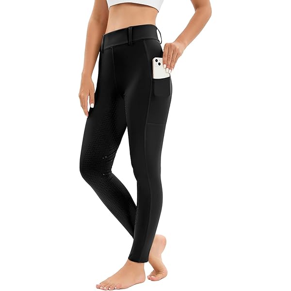 Vêtement équestre Chaud Pantalon Équitation Hiver Femme - Doublure Polaire - Siège Silicone - Poches Zippées Pantalon équitation Femme
