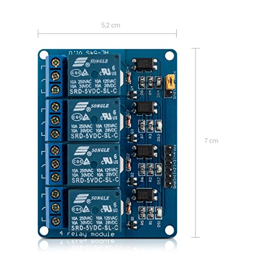 kwmobile 3X M  dulo de rel   5V para Arduino con 4 Canales - Set de 3 m  dulos de rel  s para Arduino con optoacoplador