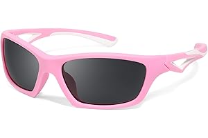 Hifot Polarisées Lunettes de Soleil Enfant Garçons Filles, Protection UV400 Sport Lunette de Soleil Enfant 3 Ans à 12 Ans, Monture Flexible en TPEE Incassable pour Plein Air Sport Cyclisme Plage