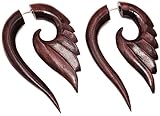 dilatadores falsos Altura: aprox. 4 cm. Falsos dilatadores de oreja de madera unisex, diseño en espiral, estilo étnico, color marrón
