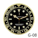 JRZSNLJY Europäische Mute Watch Schlafzimmer modernen minimalistischen kreative Uhr leuchtende Edelstahl Rund um die Uhr 14 cm Gold Schwarz