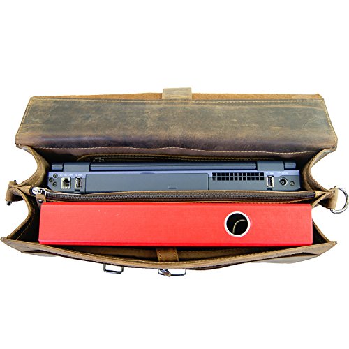 Aktentaschen – Laptoptasche SHATTERHAND aus braunem Western-Leder + Lederpflege FREIHERR von MALTZAHN - 4