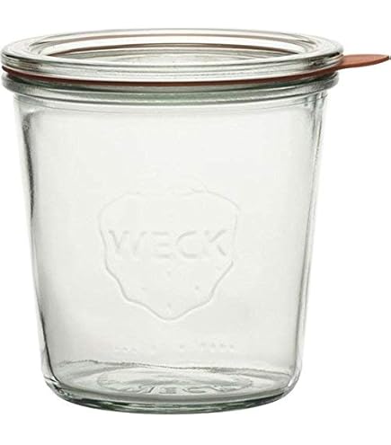 Weck Set of 6 Jars 500 ml High-Quality Preservation Glass Jar with Glass Lid for Preserving Heat Resistant Microwave-Safe Oven-Safe Round Edge Glass