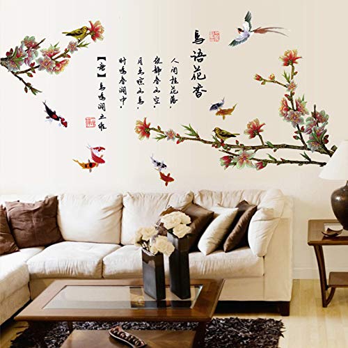 Preisvergleich Produktbild 3D Wandtattoo Wandtattoo Schlafzimmer Wandstickerentfernbare Chinesische Windwandaufkleber, Landschaften, Pflaume, Wohnzimmer, Schlafzimmer, Fernsehhintergrundwand, Ü