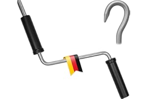 markiso Markisenkurbel 160 cm Verzinkt – Kurbel für Markise mit Fleischerhaken – Kurbelgestänge verzinkter Stahl, Rostfrei, Ergonomische Griffe, Freilaufend für Leichte Bedienung
