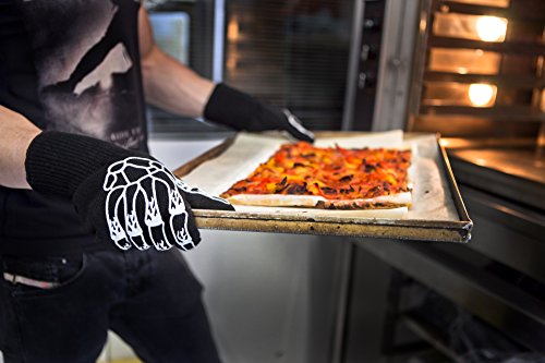 Designer Premium Grillhandschuhe, der GRILL-HINGUCKER, Ofenhandschuhe, 33 cm lang mit EN407 Zertifikat bis 350°C, 1 Paar Backhandschuhe, Kaminhandschuhe, verwendbar auch als Topfhandschuhe, Schutzhandschuhe - 5