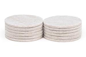 THE FELT STORE Protectores Almohadillas de Fieltro Redondos, Ø Aprox. 6,35 cm, Fieltro Extra Durable, autoadhesivos, 12 Unidades, marrón Claro; protección para Patas de Muebles, sillas o mesas - Made in Canadá