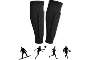 GGUFAY 1 paio di parastinchi da calcio, parastinchi con imbottitura lunga a nido d'ape, parastinchi professionali antiurto,per uomo, donna e gioventù (M,Nero)