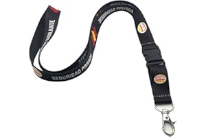 Tarja 73, Lanyard Personalizado Unisex con Escudo de Vigilante de Seguridad de España, Ideal para Tarjetas de Identificación y Llavero Extraíble, Cinta Cuello Portallaves Estilo Deportivo