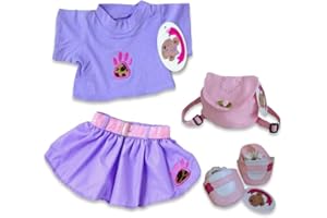 Build Your Bears Wardrobe Tenue de pattes d'ours en peluche + sac + chaussures pour Build a Bear (violet)