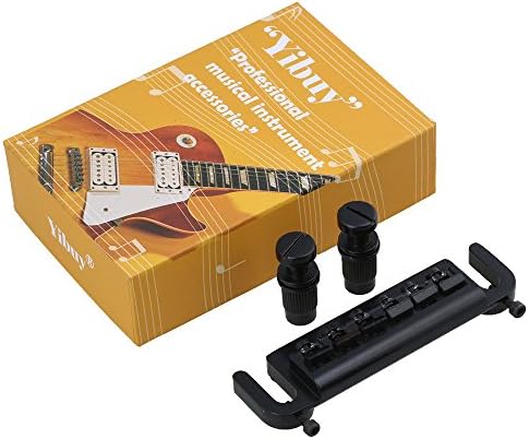 Yibuy Black Wraparound 6 Adjustable Saddle Bridge Tailpiece for Electric Guitar