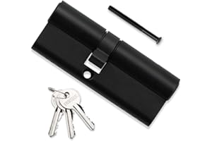 Bwintech 80 mm (35/45) Cerradura de cilindro Euro negra, cerradura de cilindro de puerta, llave/llave con 3 llaves estándar, antirrobo, antigolpes, antitaladro