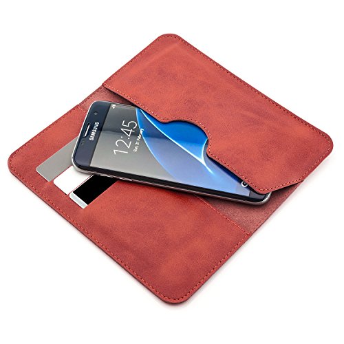 Saxonia Edle Tasche Etui Portemonnaie Premium HÃ¼lle Universal fÃ¼r Smartphones von 4 bis 5.5 Zoll wie Apple iPhone X 6 6S 7 8 (+ Plus) / Samsung Galaxy S8 (Plus), S5 (Neo) S6 / S7 (+Edge) J5 A5 (2016) Sony Xperia / Huawei / Motorola Moto G / HTC / LG und viele mehr, Rot