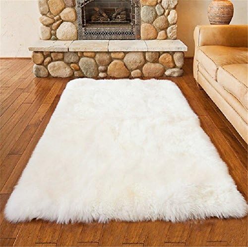 LIYINGKEJI Faux Sheepskin Area Rug Silky Shag Rug White Fluffy Carpet Rugs Floor Area Rugs Decorative for Living Room Girls Bedrooms size: 50 x 150 cm (white)