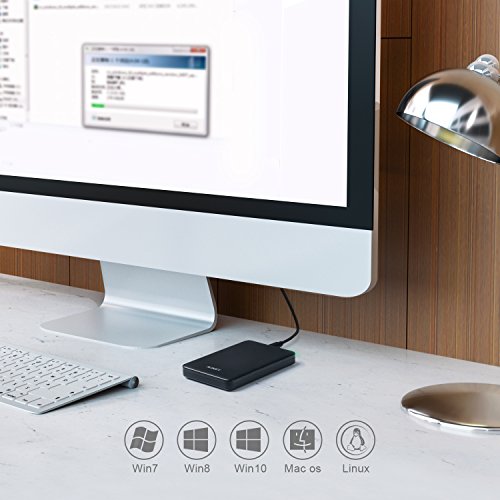 AUKEY USB 3.0 Festplattengehäuse USB 3.0 2,5 Zoll Festplatte Externes Gehäuse für 7 & 9.5 mm 2.5” SATA HDD SSD kompatibel mit Windows und MAC Systems ( Schwarz ) - 4