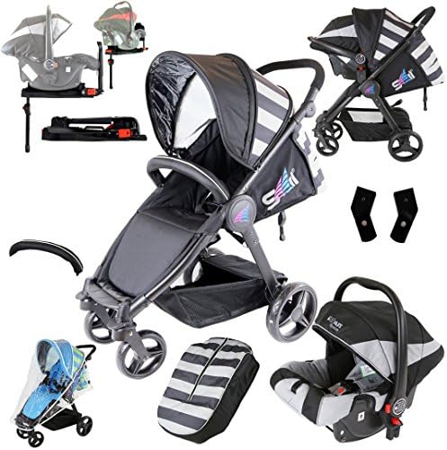 iSafe Sail Stroller - Black/Grey Travel System Includes Carseat, ISOFIX BASE Bumper Bar Rain cover Bootcover