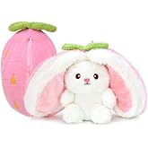 &Ouml;zg&uuml;ner Toy Plush Strawberry Rabbit,Embroidered in Zipper Fruit Bag,40cm,Pink,Red, Watermelon, Pineapple, Carrot Model Selector