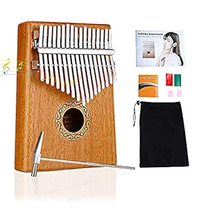 ELEPHANTBOAT Mahogany & Mineral Steel Rods Portable Thumb Piano with Learning Book, Tune Hammer, Cloth Bag, Sticker, Bilingual Instruction, Tune Hammer Diwali Gifts for Family