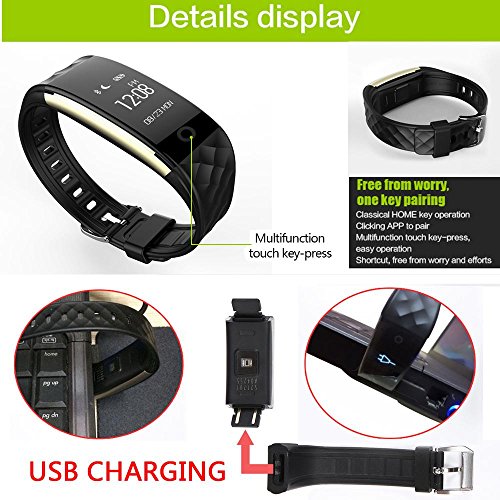 KOBWA Fitness-Tracker,Wasserdicht IP67 Herzfrequenz Fitnessarmband Smart Bracelet für IPhone IOS und Android Smartphone,Aktivitätstracker mit Schrittzähler,Pulsmesser,Kalorienzähler,Schlafanalyse, Push-Message und Anrufe, ID Benachrichtigung - 2