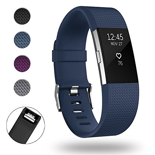 Correa Fitbit Charge 2, Surtidos Moda Silicona Deportes Recambio de Pulseras Ajustable Accesorios para Fitbit Charge 2 Grande Pequeño?Unisex (5.5-6.7", Azul)