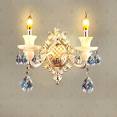 Preisvergleich Produktbild BMKY Wandlichter Europäische - Art-Kristalllampen-Kopfleuchte Wandleuchte Doppel - Headed Wandleuchte Alu-Aisle-Wandleuchte