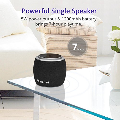 Tronsmart Jazz Mini Tragbarer Bluetooth Lautsprecher, Kabelloser Lautsprecher mit LED, 7 Stunden Spielzeit, Starker Bass fÃ¼r Outdoor-AktivitÃ¤ten, Sport, Reisen, Hiking, Strandurlaub - Schwarz