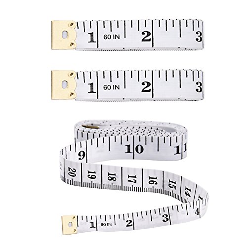 ULG weiche Maßband messen Sewing Tailor Flexible Tuch Lineal Körper Messung 152,4 cm 150 cm 3 Stück, weiß - 3