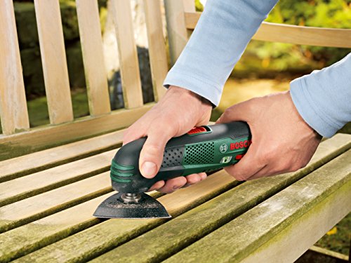 Bosch DIY Akku-Multifunktionswerkzeug PMF 10,8 LI , 2 Akku, Ladegerät, 2 Sägeblätter, Deltaschleifblatt-Set, Deltaschleifplatte (10,8 V, 2,0 Ah, Leerlaufdrehzahl 5.000 – 20.000 min-1) - 7