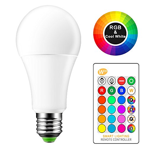 15 W RGB + luz de día Blanco E27 Bombilla cambio de color, LED, RGBW 16 colores cambiar con mando a distancia IR, CRI > 80, AC 85 - 265 V, Home habitaciones Diario iluminación KTV Etapa Club Party lámpara (Baterías no incluidas)