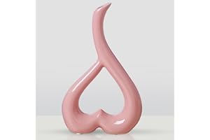 Arawat Ceramica Vaso Cuore Rosa Vasi Deco Soggiorno Moderno Tulipano Vaso Fiore Vaso Tavolo Deco Vaso per Fiori Erba Pampa Deco Estetica Vasi Nordici Regalo Matrimonio 26 cm Decorativo Vaso Rosa