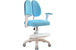 Worparsen Upgraded Schreibtischstuhl mit 360-Grad-Rädern,Ergonomischer Höhe Tiefe einstellbar Kinder Computer Stuhl,Niedliche Kinder Studie Stuhl für Haus, Schule und Bibliothek (Blaue)