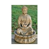 BRUNNEN BUDDHA SKULPTUR STATUE 52cm MIT WASSER + LICHT FENG...
